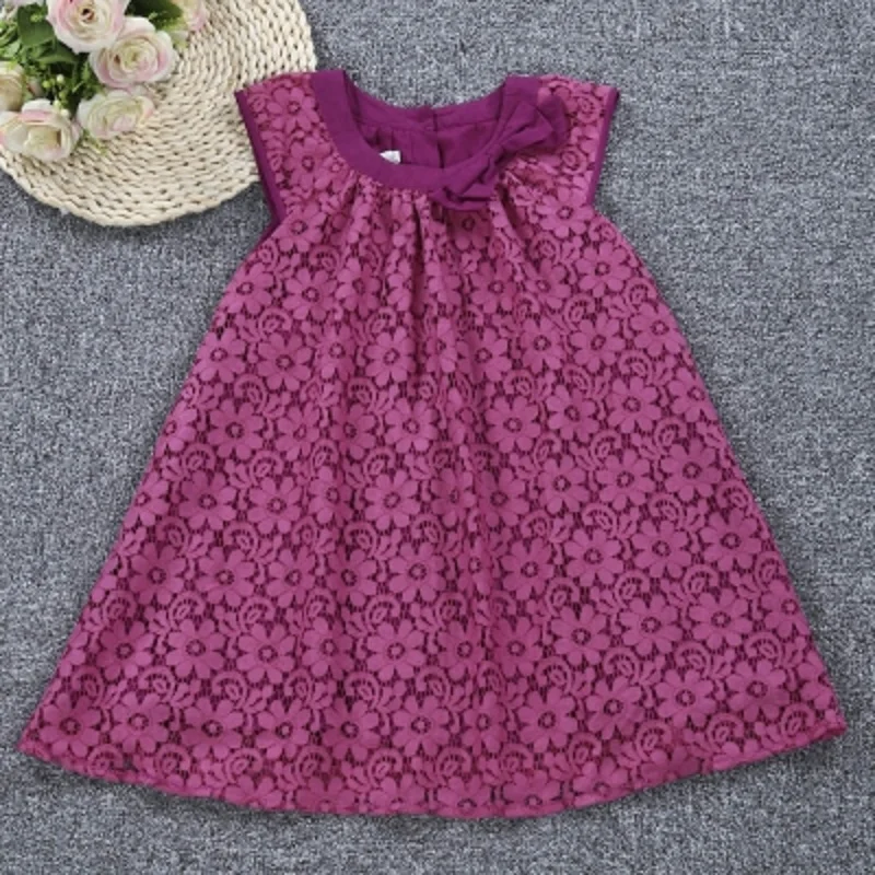 Кружевное элегантное детское платье с бантом для девочек летнее принцессы