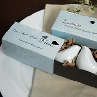 free shipping factory directly sale 100 setslot of wedding favor porcelain love bird salt pepper shakers in blue gift box