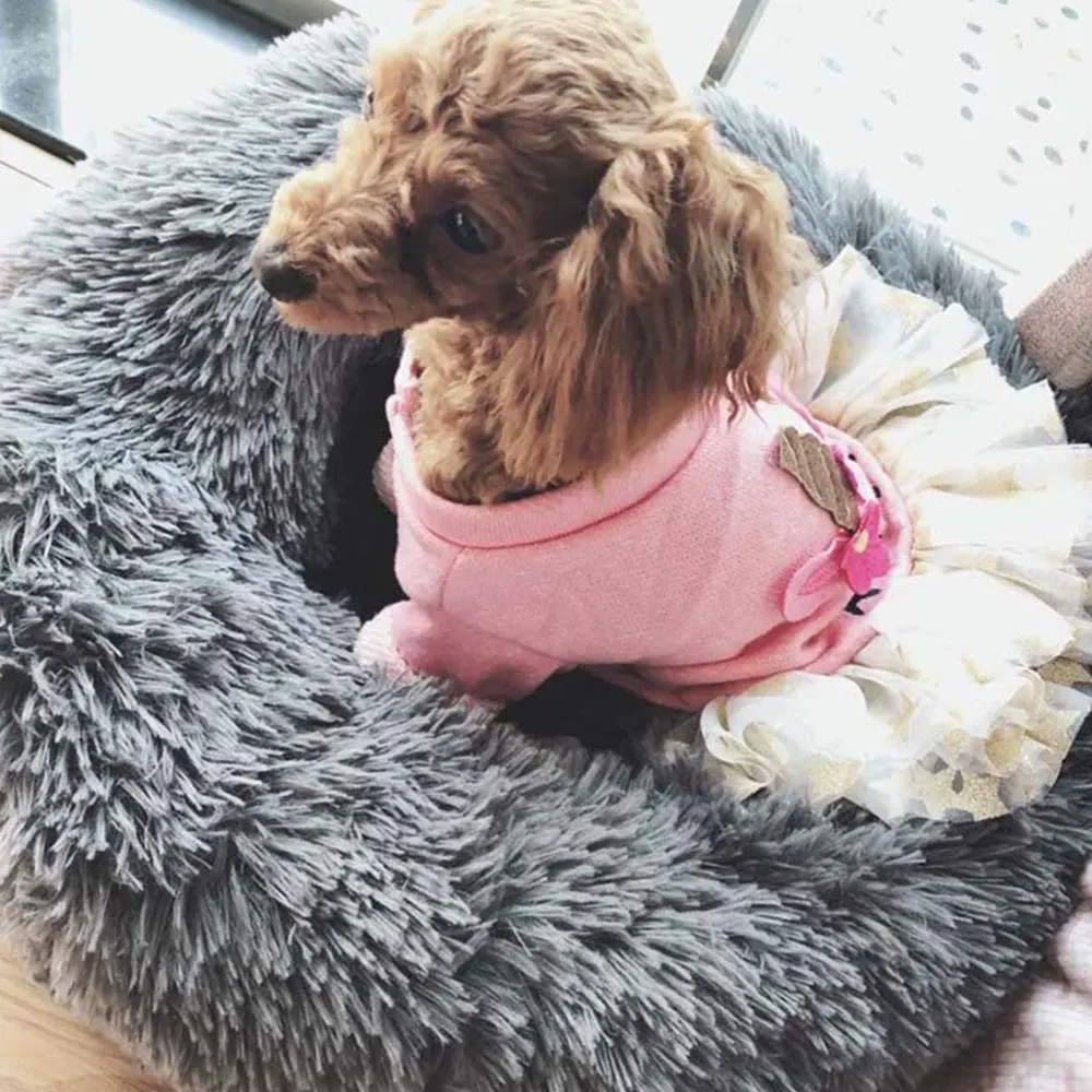 Плюшевый круглый собачий Питомник теплый мягкий коврик кровать Домик гнездо