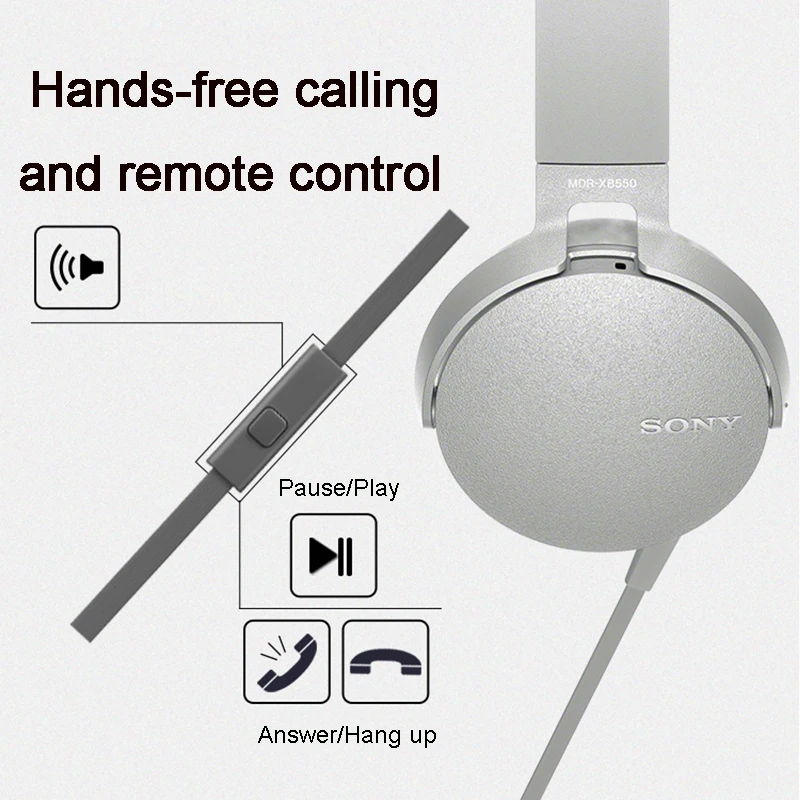 Оригинальные наушники SONY MDR XB550AP сабвуфер для телефонных звонков проводная