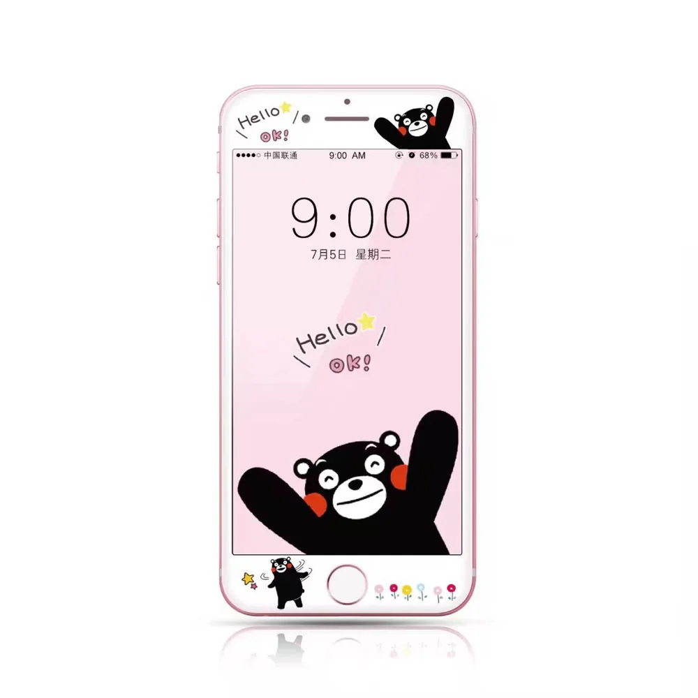 Kumamon Kitty Защитная пленка для экрана из закаленного стекла для iphone 8 Plus 6 6s 7 Plus Tom Jerry Bear мультяшная 3D изогнутая кромка пленка для полного покрытия DH84 - Цвет: Kumamon