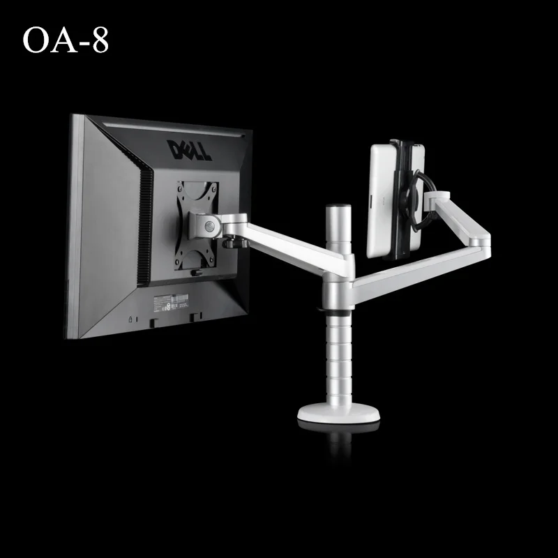 Comprare OA-8 Desktop Clampping Full Motion Altezza Regolabile Doppio Braccio Tablet PC Supporto Del Supporto + Braccio Singolo Monitor Supporto Del Basamento Tablet PC