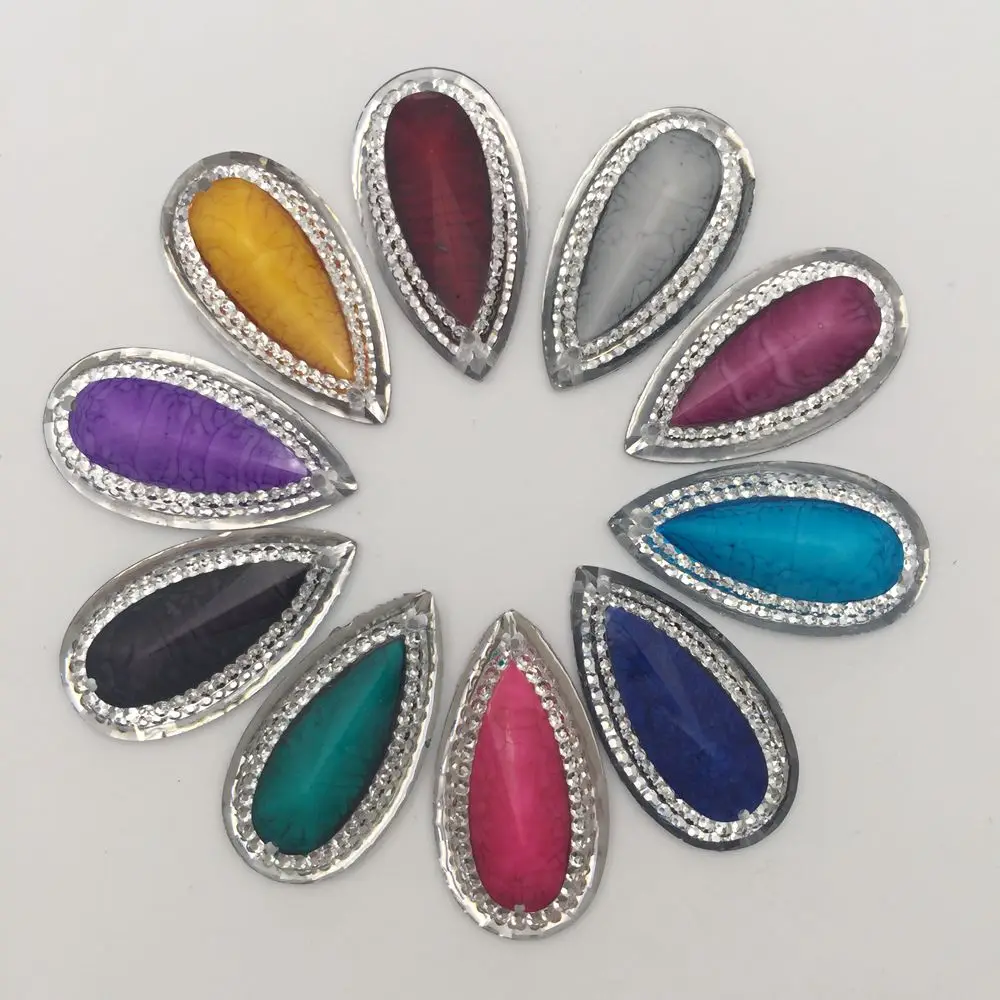 Новинка 10 шт. 16 мм * 30 2 отверстия смола трещина плоская задняя часть стразы