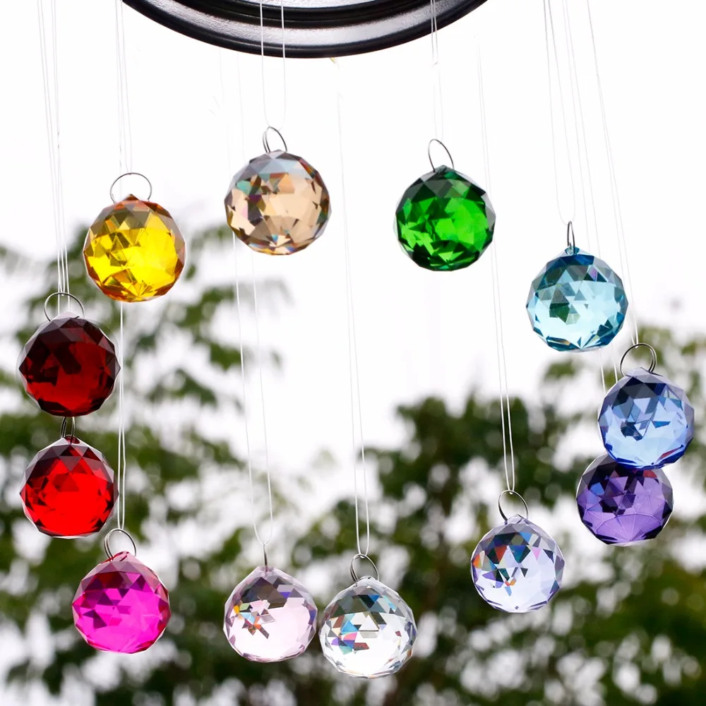 H& D 24 см люстра кристаллы мяч PRISM кулон Радуга Maker чакра каскад Suncatcher