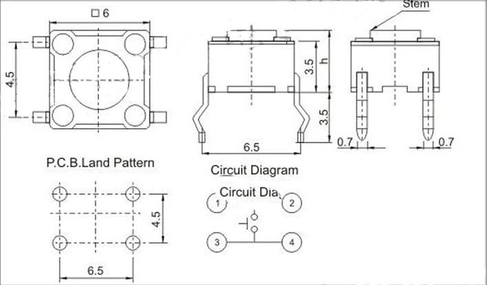 Оптовая продажа Тактильный кнопочный переключатель микро тонкий сенсорный 6*6*9