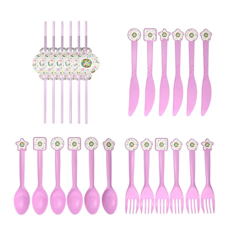 Одноразовые Тема дня рождения столовые приборы для вечеринки комплект