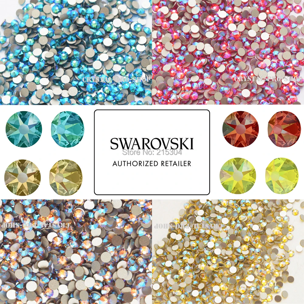 На выбор) элементы Swarovski(ss5-ss20) эффект мерцания(без горячей фиксации) стразы с плоской задней частью