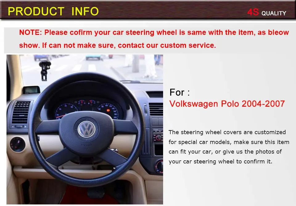 PONSNY из искусственной кожи рулевого колеса автомобиля обложки для Volkswagen VW Polo 2003-2006