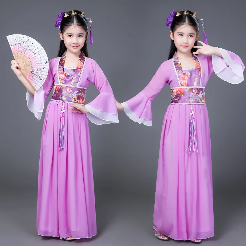 Children costumes for girls ancient chinese clothes performance clothing imperial tang dynasty hanfu dance fairy dress kids | Детская