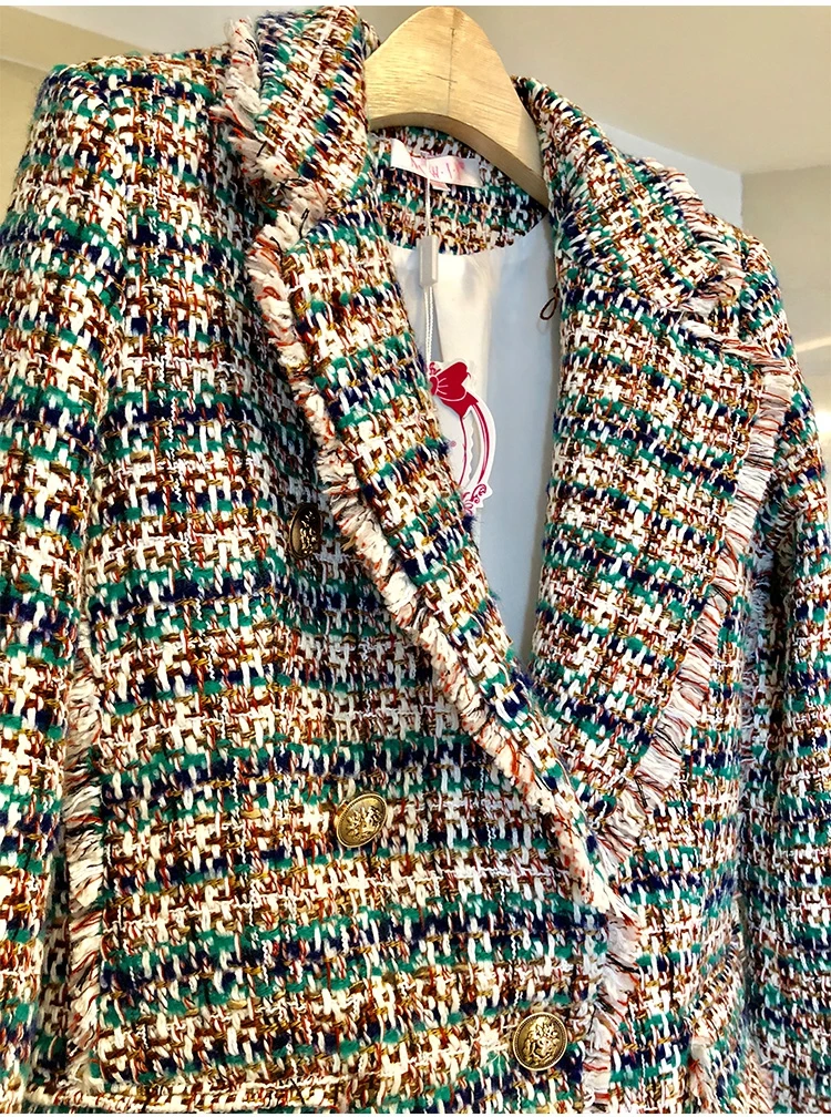 NIWIY брендовый элегантный твидовый пиджак с кисточками Abrigos Mujer Invierno осенне-зимний клетчатый блейзер с длинным рукавом Casacos N9379