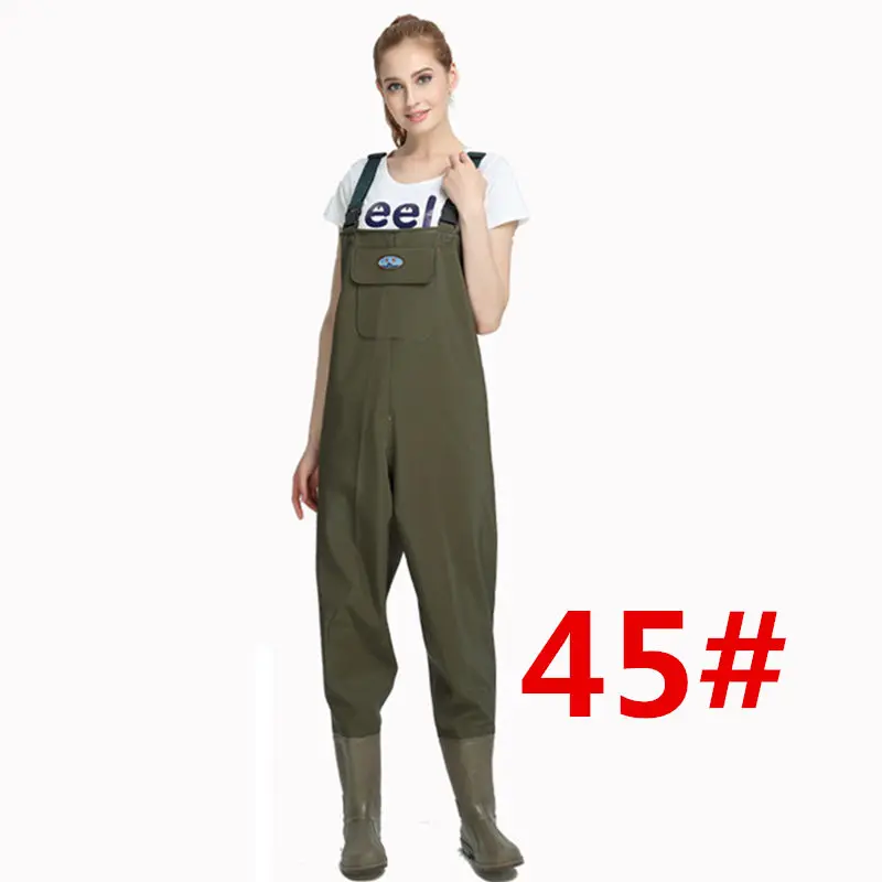 Size 45 Высокие прыжки 0,9 мм Унисекс Многоразовые сиамские рыболовные болотные ПВХ дышащие нагрудные Водонепроницаемые комбинезоны Оксфорд торцевые болотные для рыбалки - Цвет: Size 45