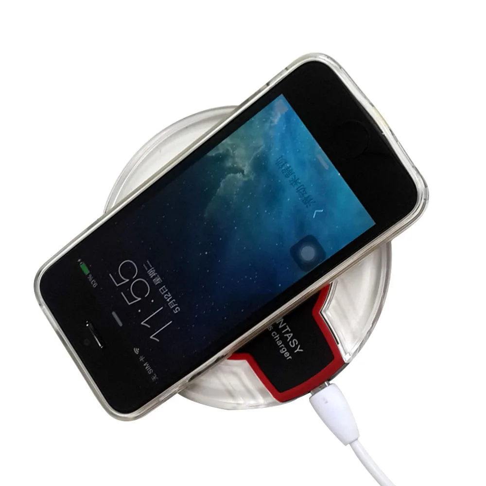 Protable Universal QI Wireless Charger High Efficiency Blue Light Charging Pad for iPhone Samsung LG Nokia HTC | Мобильные телефоны