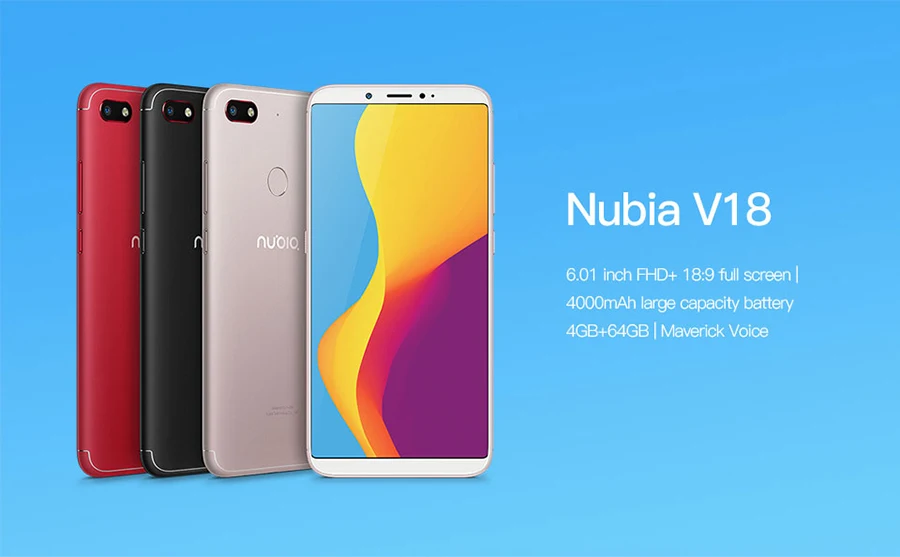 Глобальная Версия ЕС zte Nubia V18 UI 5,1 мобильный телефон 4 Гб+ 64 Гб 6,0" Snapdragon 625 Octa Core 18: 9 Полный Экран Face ID 4000 мАч 13MP