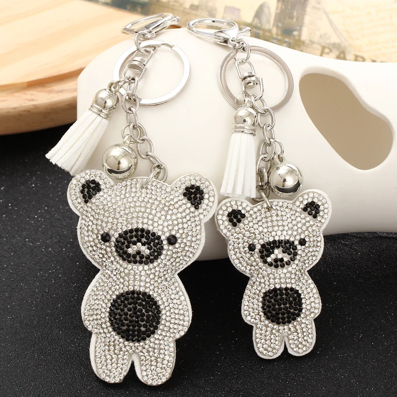 Новый модный брелок из искусственной кожи с медведем кисточками для ключей сумка