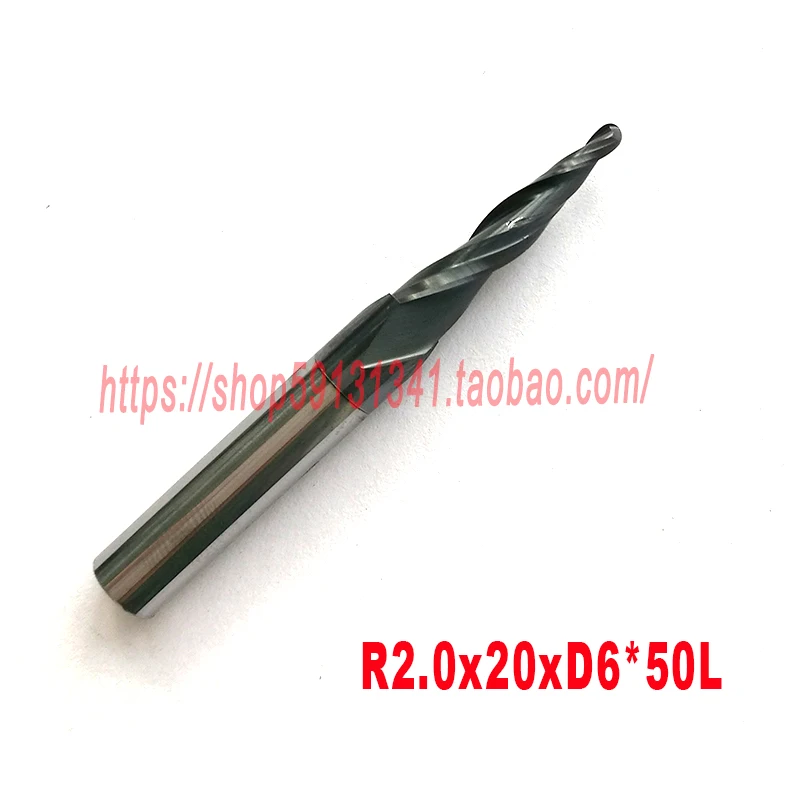 Концевая фреза R2.0 * D6 20 50L 2F HRC55 вольфрамовый твердосплавный конический шаровой