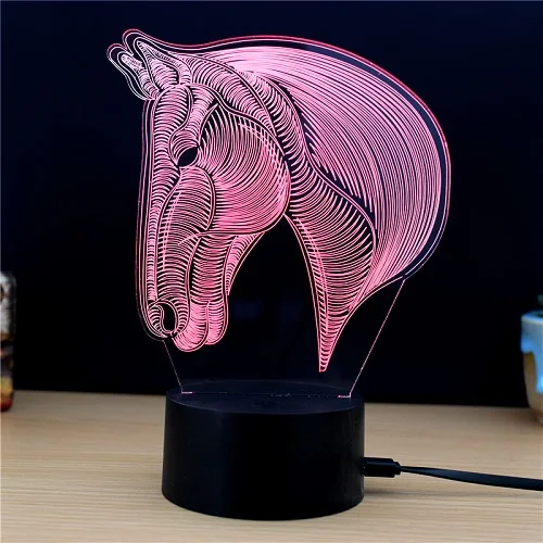Новый животных Kawaii Единорог 3D светодио дный Светодиодная лампа ночник