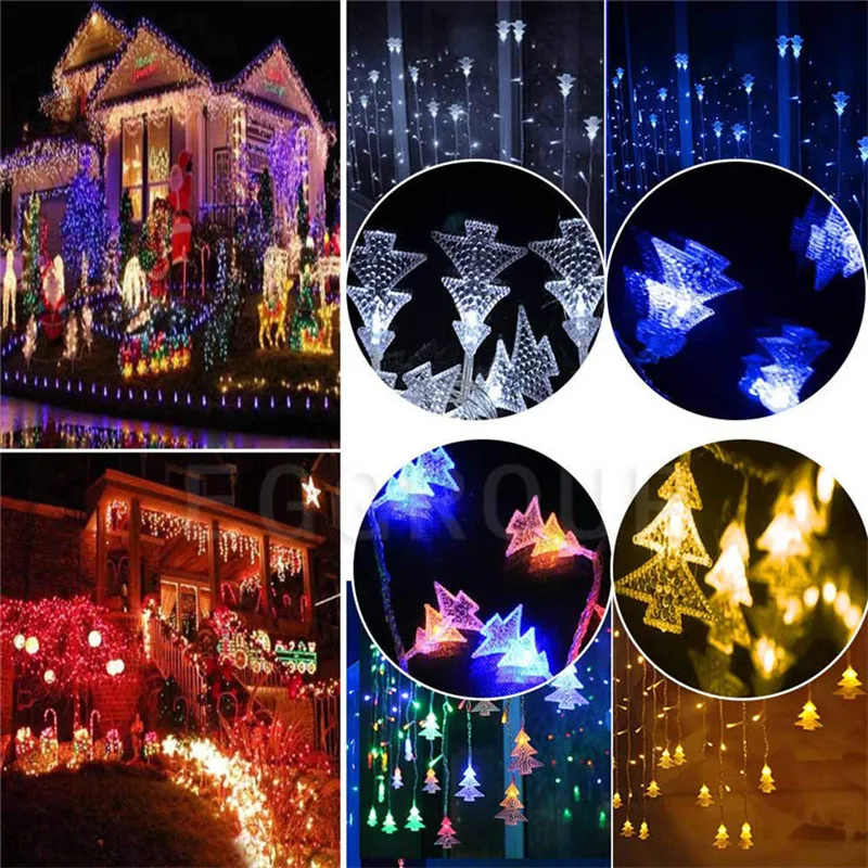 3.5M Led Curtain Christmas Tree Icicle String Light Fairy Decoration New Year Lights Wedding Party EU/US/AU/UK AC100-240V | Лампы и