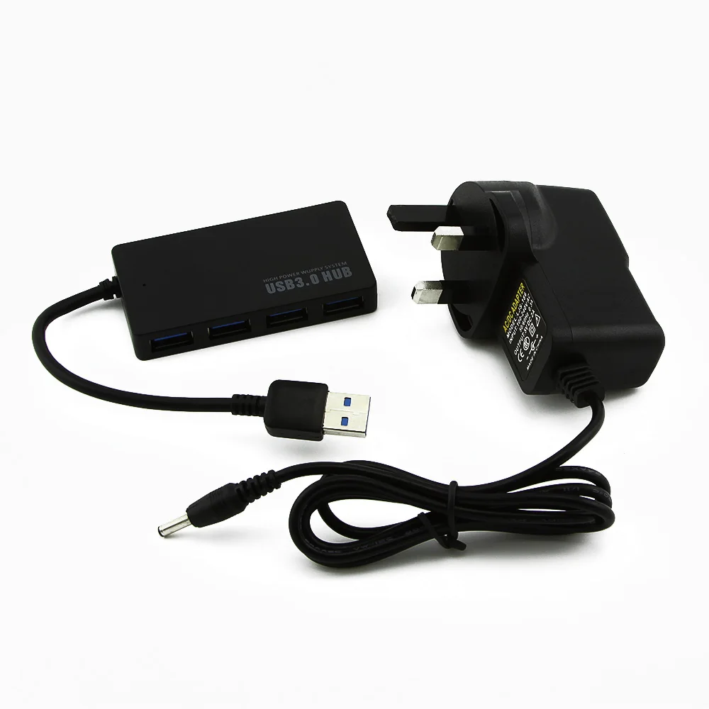 as picture show 4 порта USB 3,0 концентратор Портативный Ультратонкий USB разветвитель с AU/EU/US/UK внешний адаптер питания для Windows XP/Vista/7/8 MAC - Цвет: as picture show