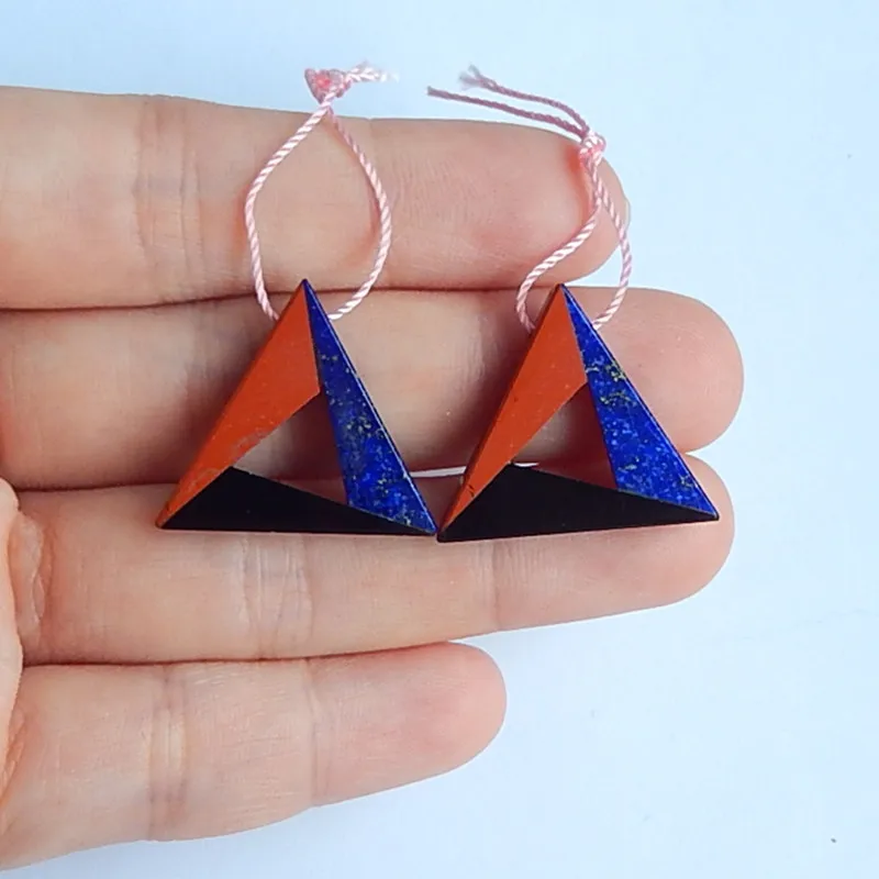 

Fashion Jewelry For Women Earrings Accessories,Lapis lazuli ,Red river jasper,obsidian Intarsia earring jewelry,22x3mm,4.4g