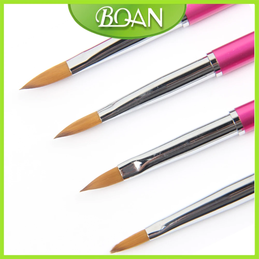 BQAN#2,#4,#6,#8,#10,#12,#14 расширенный гвоздь для волос кисти акриловая кисть для ногтей розовый металлический кристалл акриловый салон