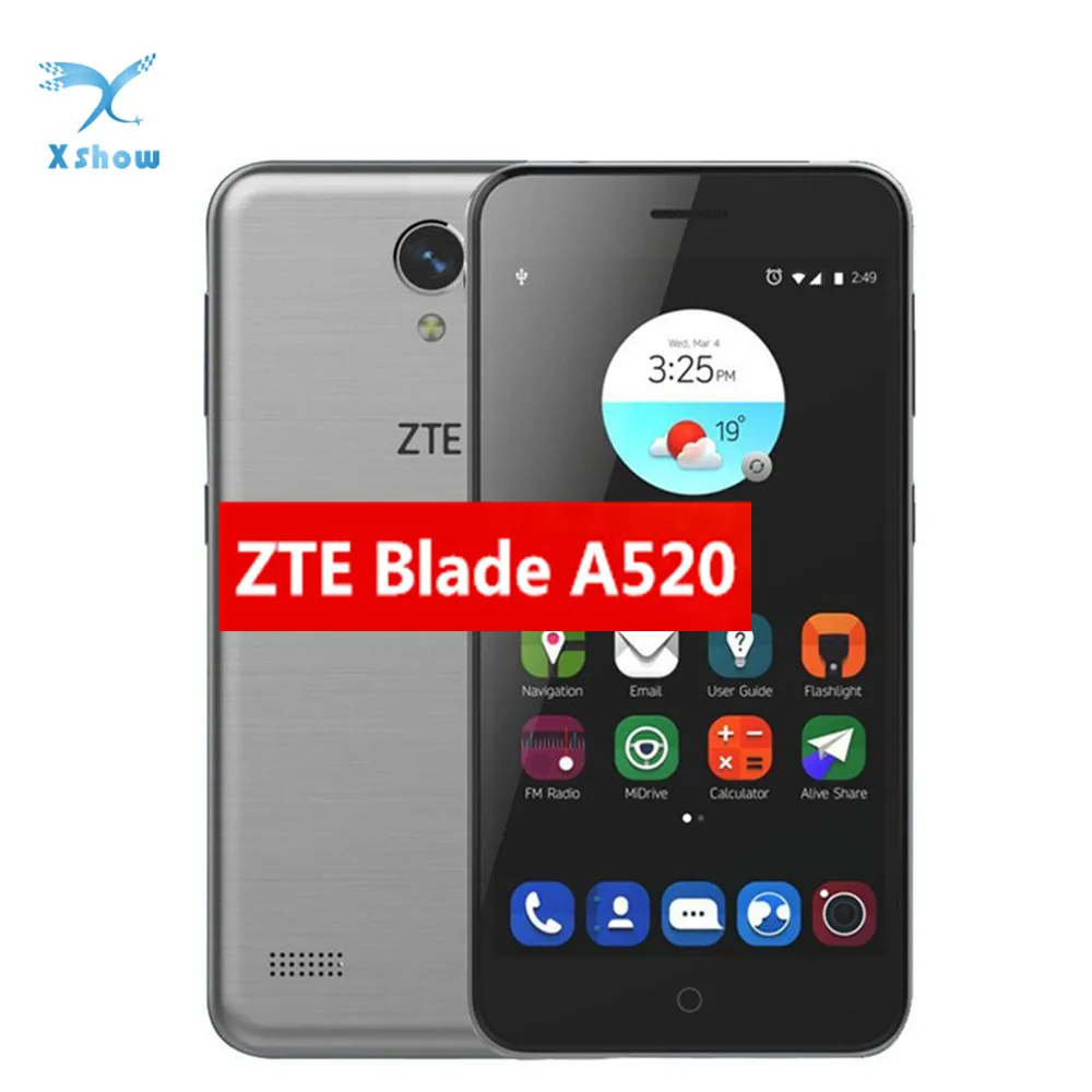 Мобильный телефон zte Blade A520 MTK6735, 1 ГБ ОЗУ, 8 Гб ПЗУ, 5,0 дюйма, две sim-карты, фронтальная и задняя камера, четыре ядра, 720 P, Android 6,0, мобильный телефон