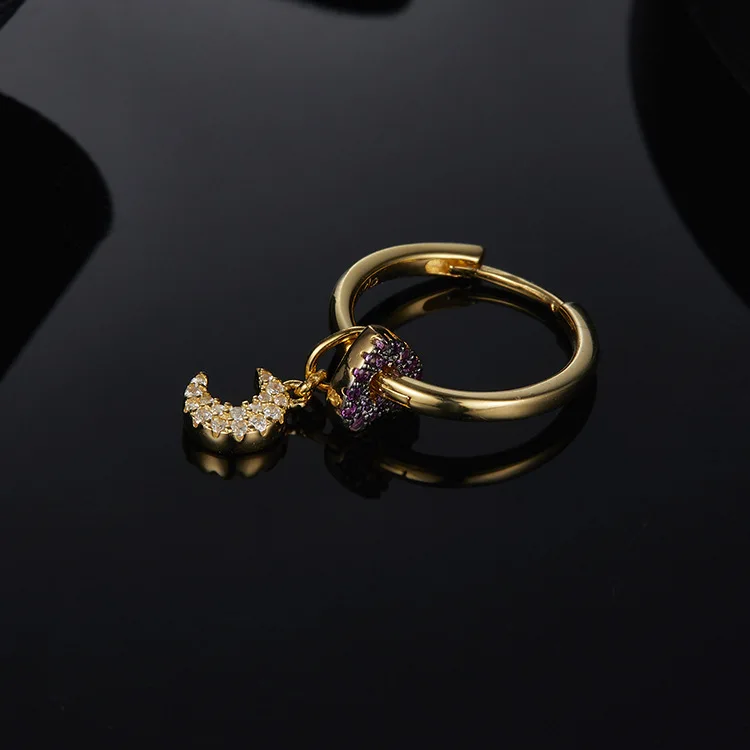 Женские серьги в виде Луны и сердца из чистого серебра 925 пробы с микро