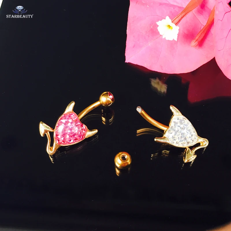 Новое поступление кольцо для живота в форме дьявола из розового и белого