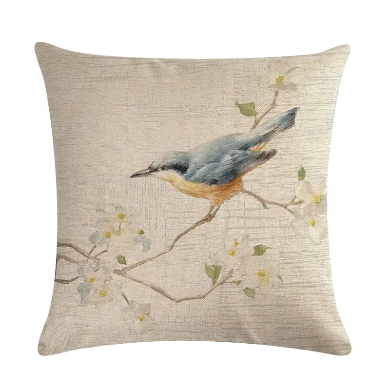 Декоративные рождественские Чехлы для подушек с цветами и птицами наволочки