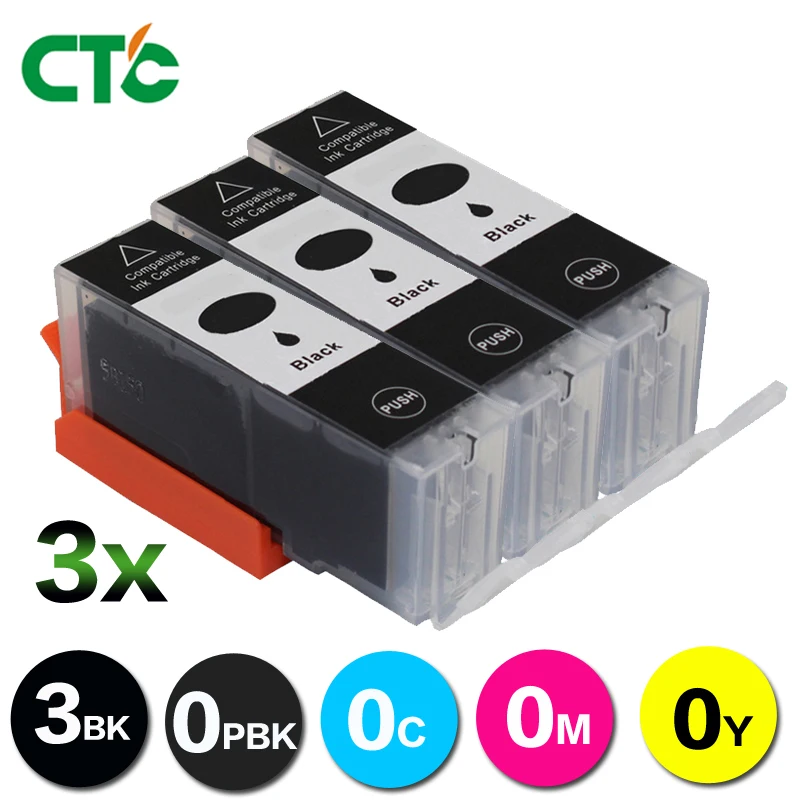 3 черные картриджи pgi520 для Canon MP540 MP550 MP560 MP620 MP630 MP640 MP980 990 MX860 870 IP3600 IP4600