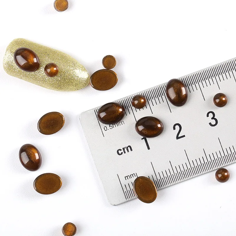 20 шт./пакет кофейный цвет Стразы для ногтей кошачий глаз камни с плоской задней