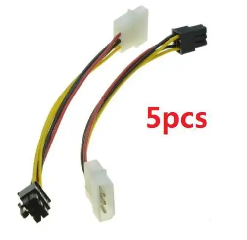 5 шт. diy PCI-E PCIe ATI nVidia видеокарты 4-контактный кабель питания Molex на 6-контактный |