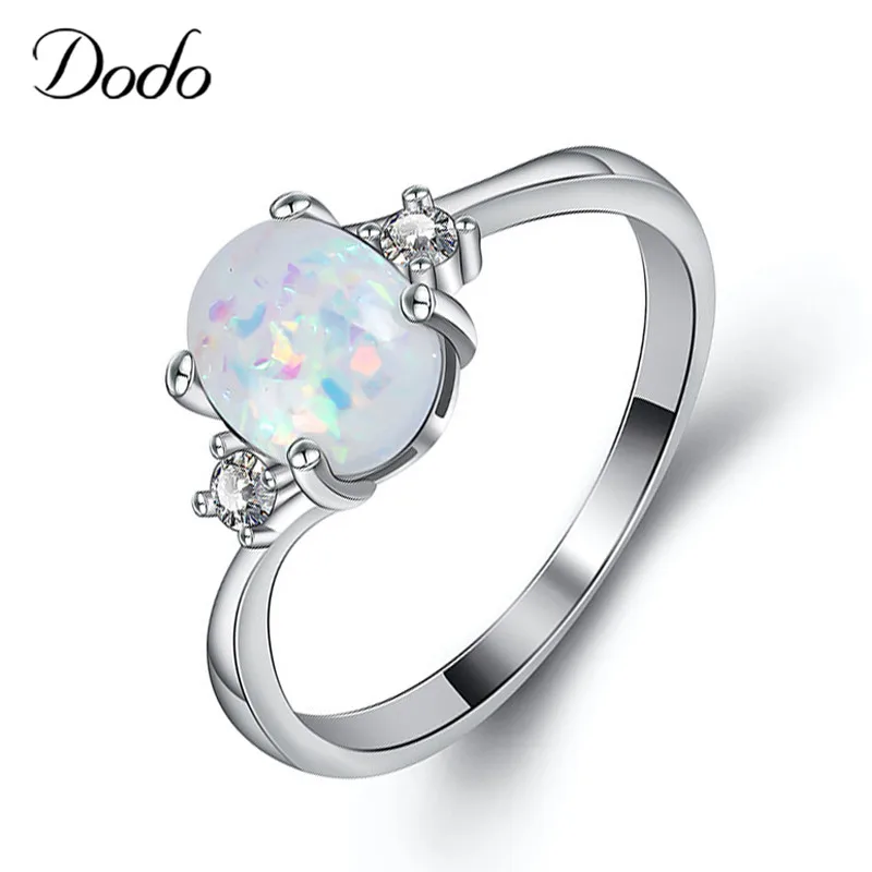Классическое кольцо овальной формы с белым огненным опалом для женщин свадебные