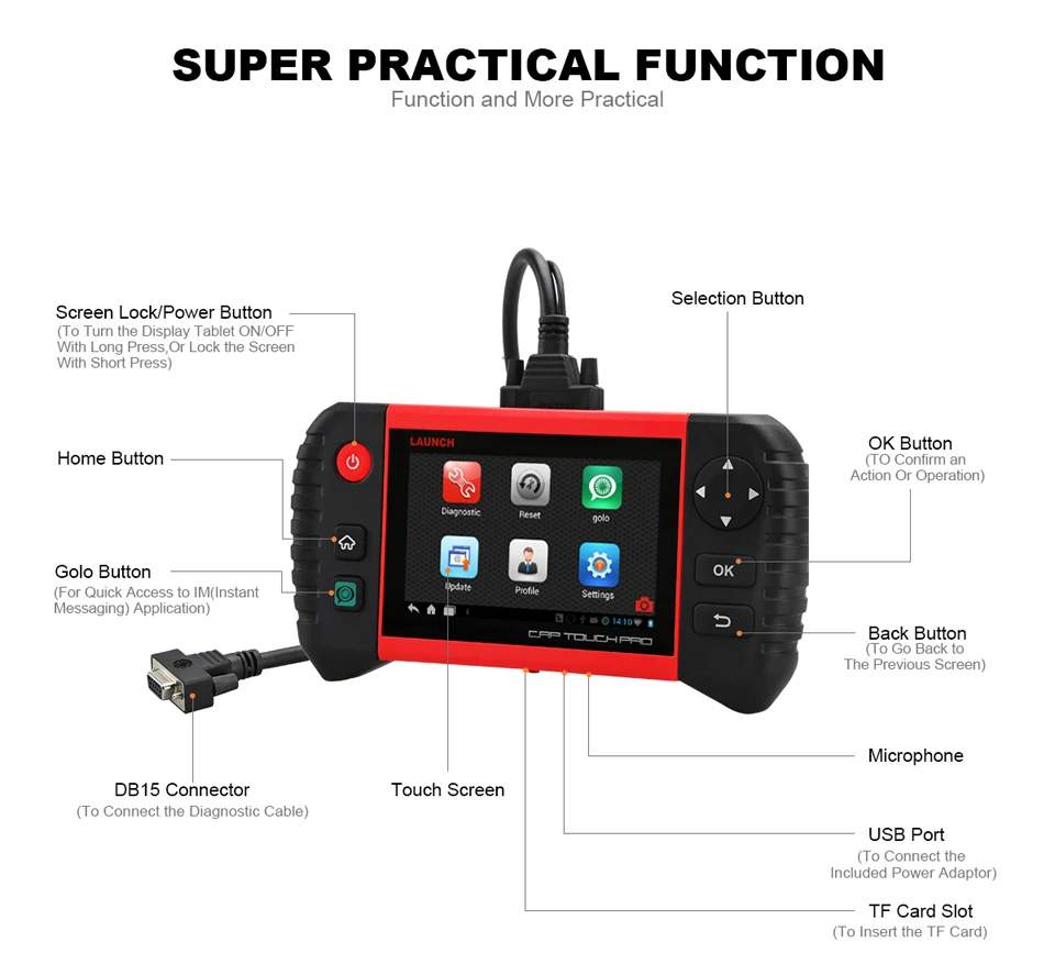 LAUNCH CRP Touch/Touch Pro OBD2 автомобильный инструмент диагностики цифровой мультиметр для управления автомобилем
