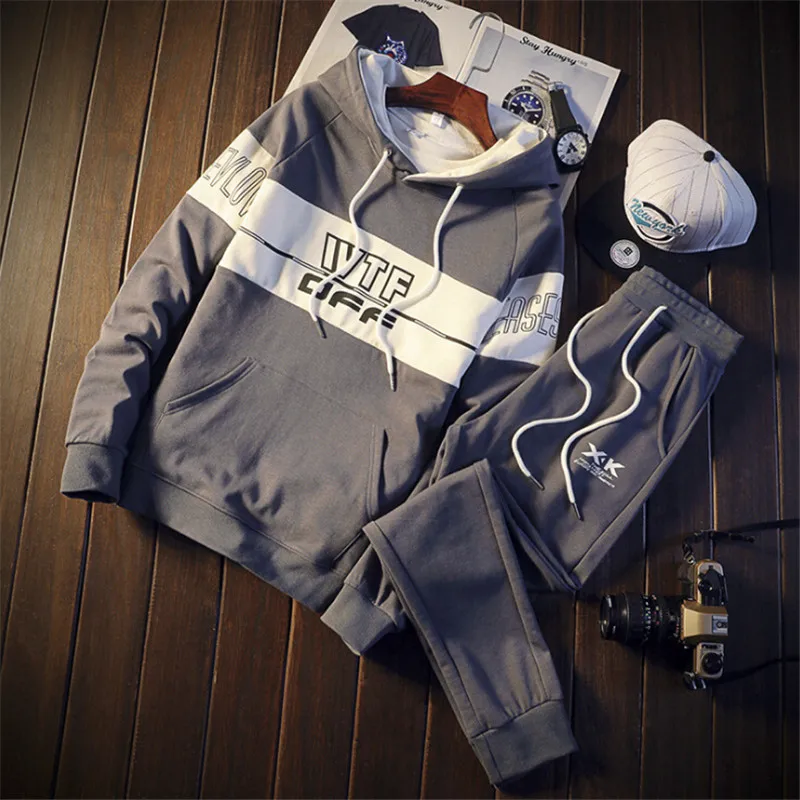 Куртка с капюшоном + штаны комплекты из 2 предметов 2018 Весенняя Мужская