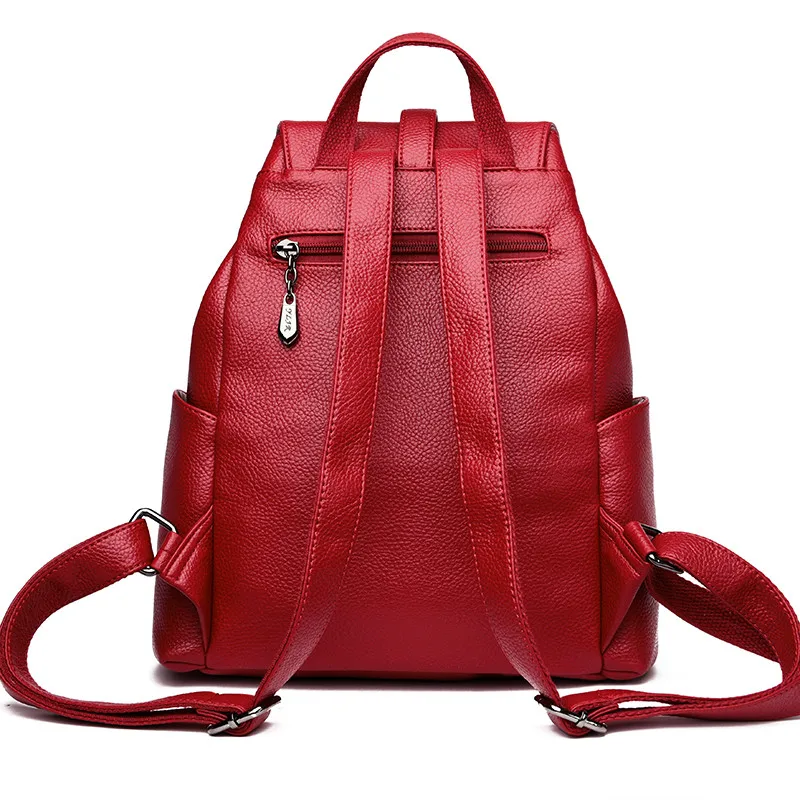Новый Противоугонный рюкзак женский Drawstring мягкие кожаные рюкзаки для школы