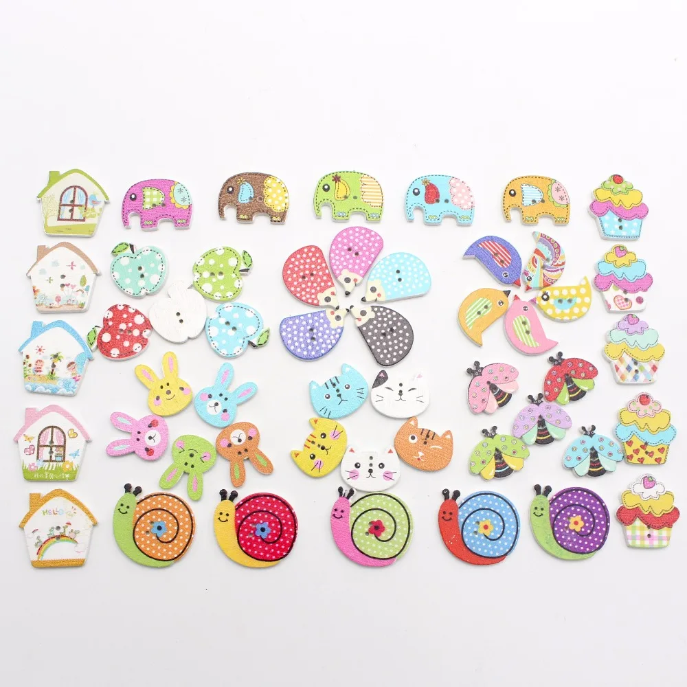 Lucia crafts 16-29 мм произвольно смешанные Мультяшные деревянные пластиковые пуговицы одежда DIY шитье, скрапбукинг, аксессуары E0227