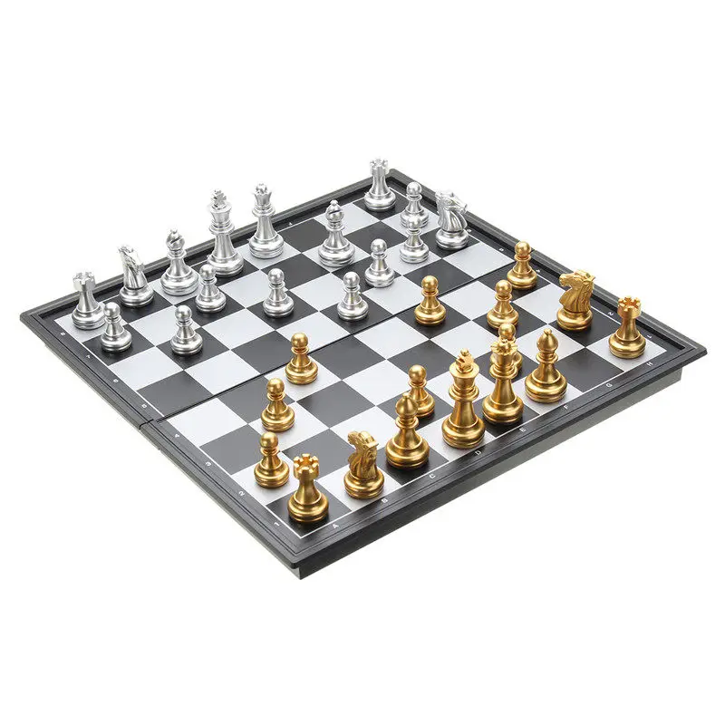 Горячая Распродажа шахматная игра серебряное золото складные магнитные доски
