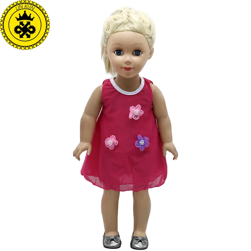 18 дюймов девочка кукла одежда жемчужное платье принцессы с цветочным рисунком