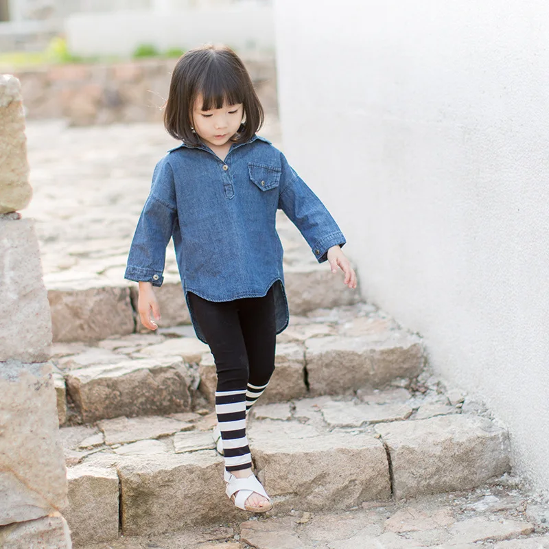 

Children Girls Denim Shirt Autumn Fashion Long Sleeve Tee Shirts Toddler Girl Casual Pullovers Blouses Baby Clothes Girl Top Tee
