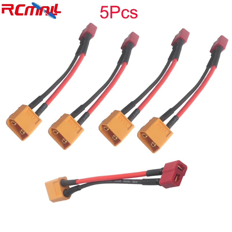 

5Pcs XT60 Male Connector To T-Plug Female Connector Adapter With 14AWG Wire Cable For RC Drone Battery DR1006