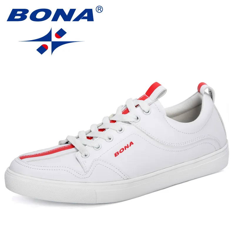 White red BONA/Новинка года; стильная нескользящая обувь для мужчин; Zapatos De Mujer; модная мужская обувь для скейтбординга; удобная мужская обувь; zapatillas mujer - Цвет: White red