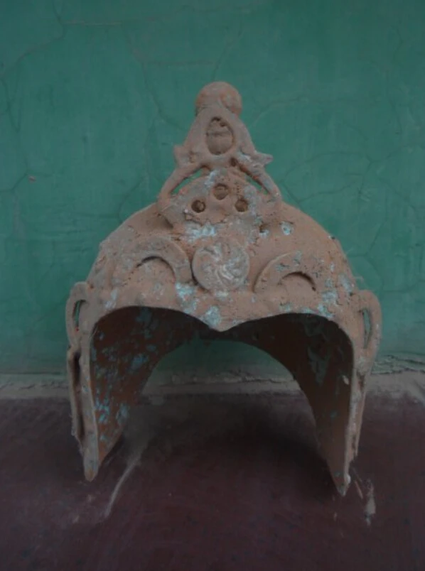 Редкая старинная китайская династия Хань (25 186) самурайский бронзовый шлем борца