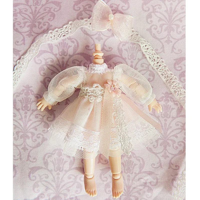 1 комплект, милая одежда OB11, белое шифоновое платье для куклы Obitsu 11, 1/12 BJD, Одежда для куклы, наряды, аксессуары