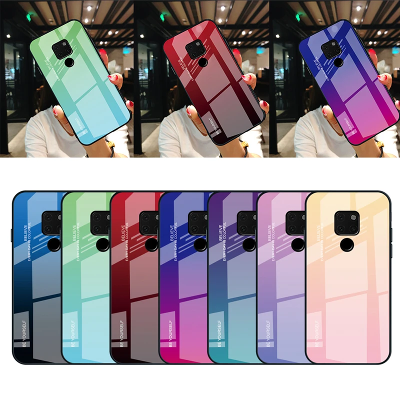 Градиент Аврора закалённое Защитное стекло для huawei mate 20 Pro 10 Lite красочный
