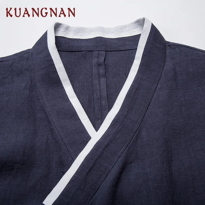 KUANGNAN китайское кимоно кардиган мужские рубашки 4XL одежда японское мужское летнее
