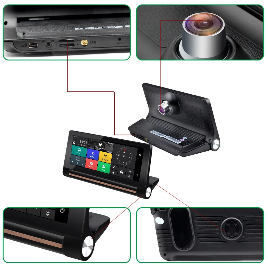 TOPSOURCE 2017 3G Автомобильный gps навигатор двойная камера Bluetooth Android GPS автомобильный с