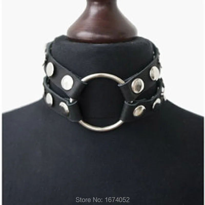 Женский кожаный чокер в стиле Харадзюку ожерелье ручной работы с круглыми