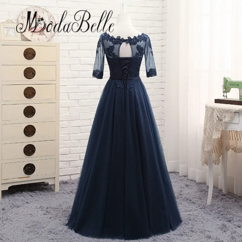 Платье подружки невесты с коротким рукавом modabelle темно-синее фатиновое платье