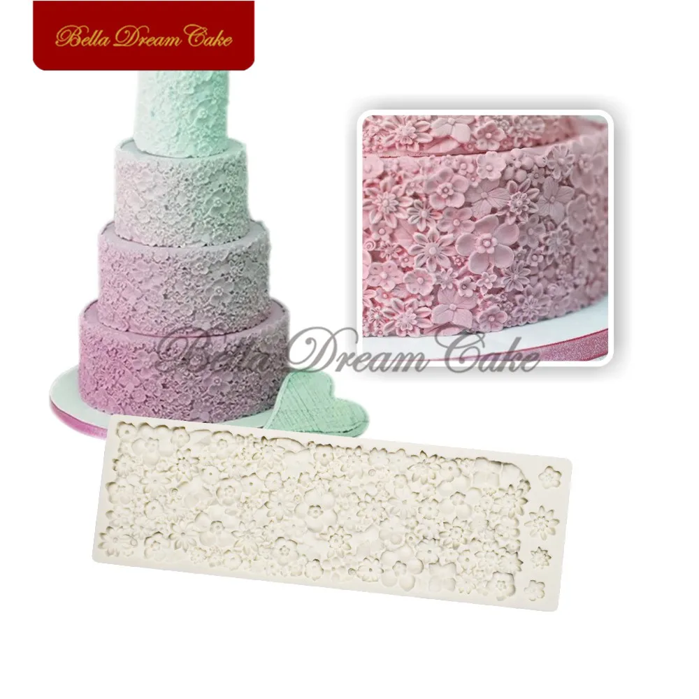 Большой цветок границы силиконовые формы Цветы Коврик помадка Sugarcraft украшения