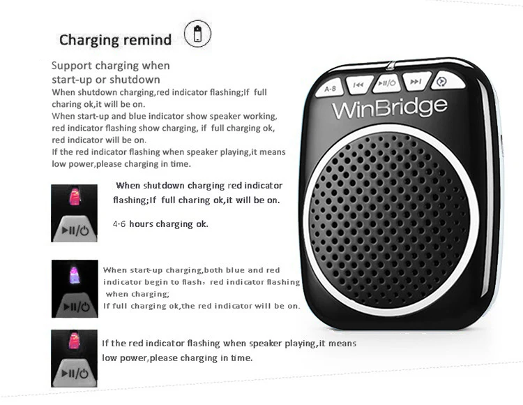 Winbridge WB711Updated Перезаряжаемые голос Усилители домашние с UHF Беспроводной микрофон
